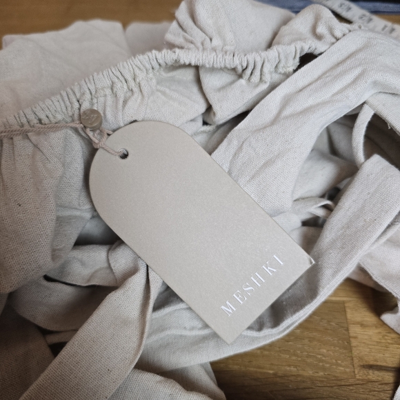 Meshki Loz Tie Back Linen Mini Dress In Natural L - Picture 8 of 16